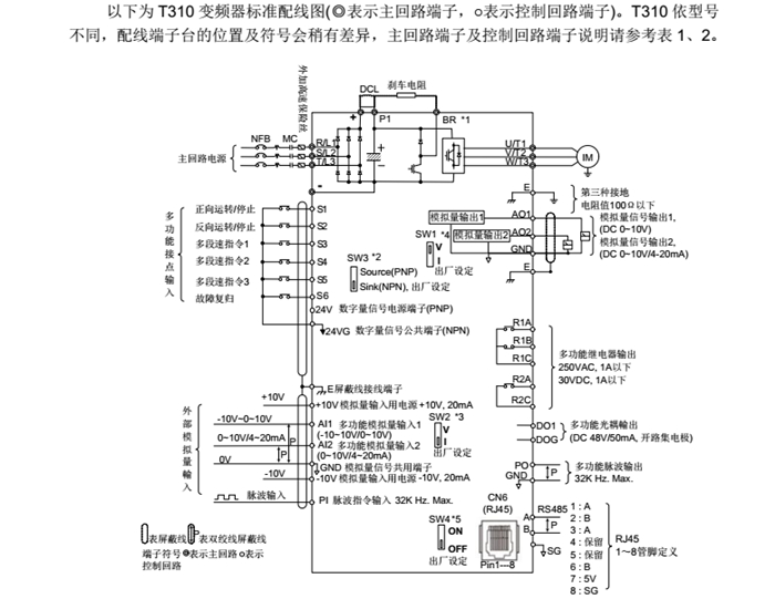 东元变频器T310接线图解