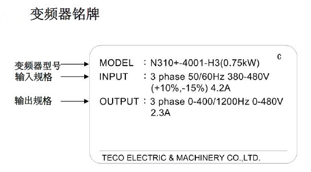 东元变频器N310+铭牌