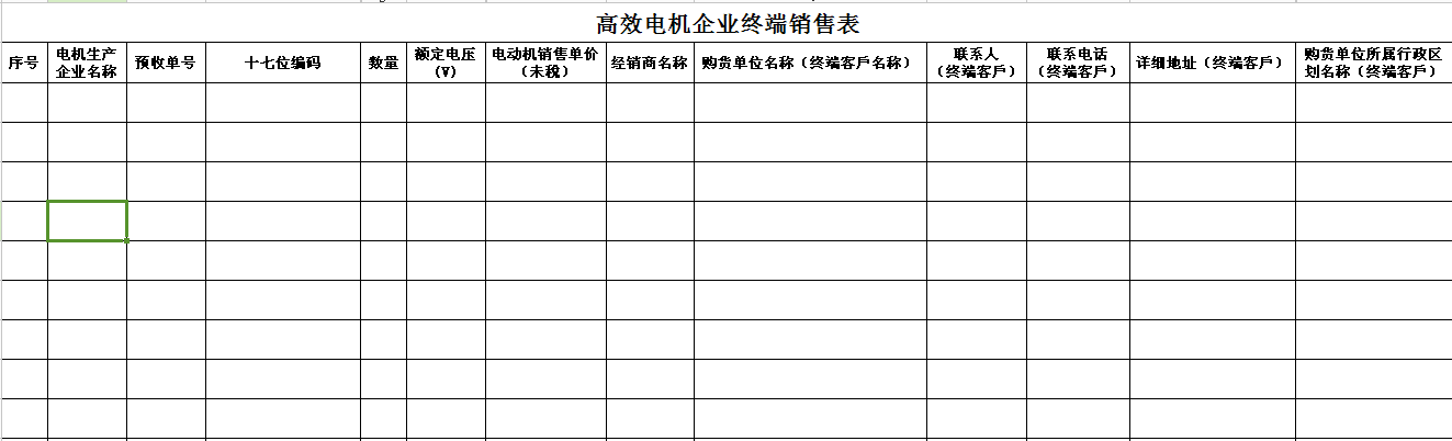 東元高效IE3電機終端用戶信息表